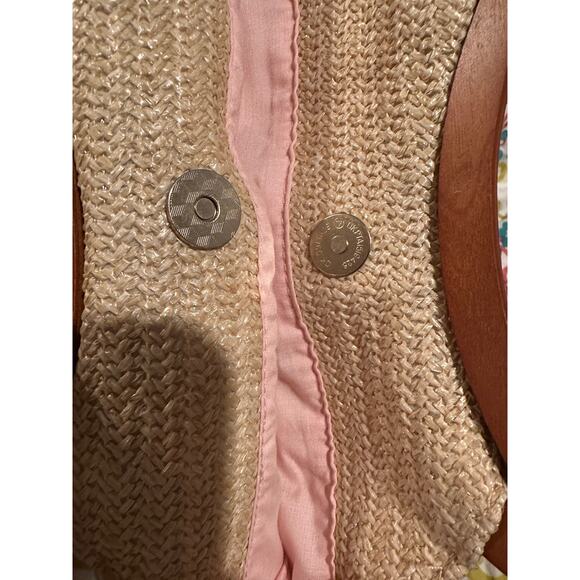 NWT Disney Parks Mickey Mouse Silhouette Tropical Hello Summer Raffia Handbag - Picture 7 of 7